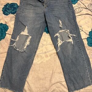 Distressed Blue Jeans